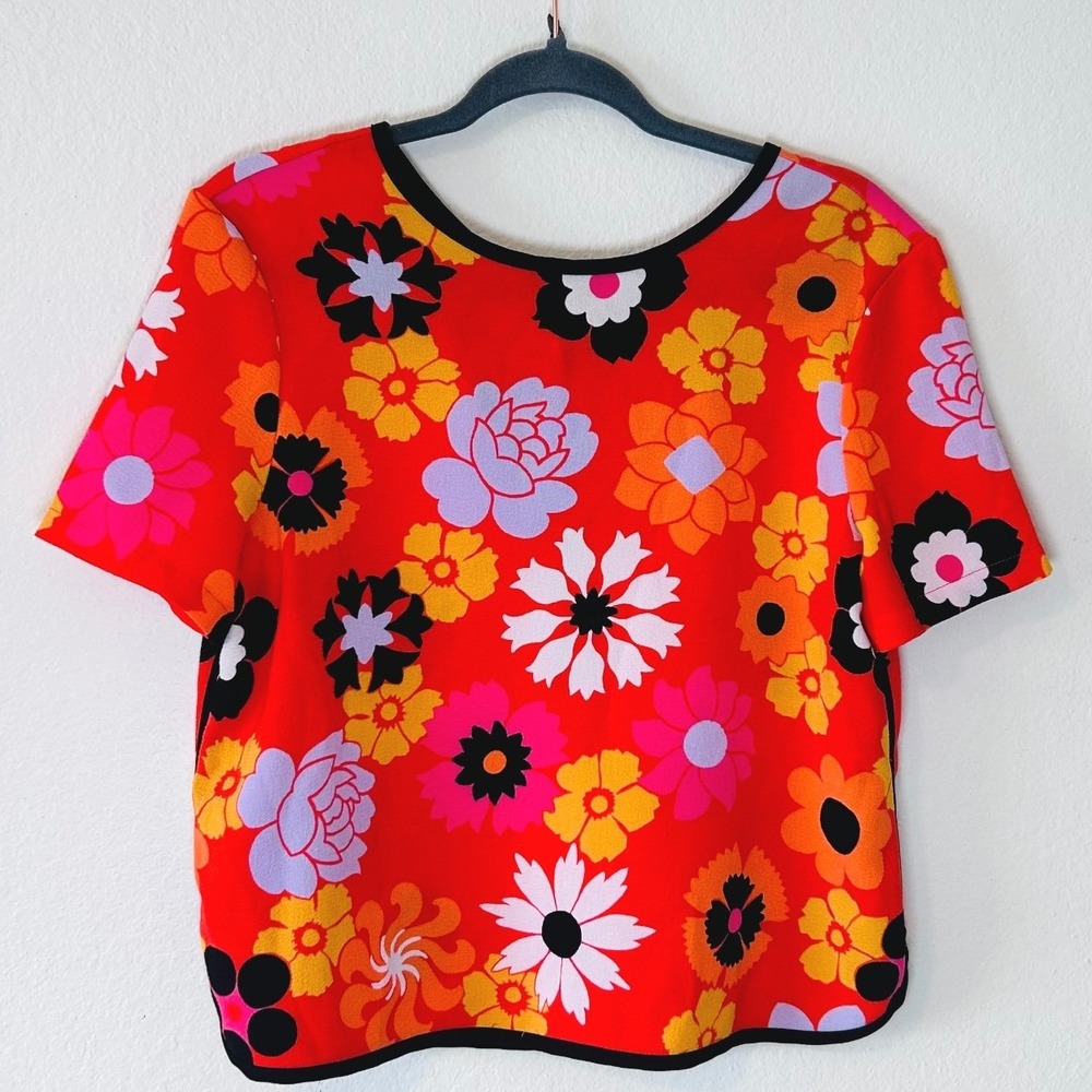 Victoria Beckham for Target Red Floral V-Back Dopamine Retro Print SZ M